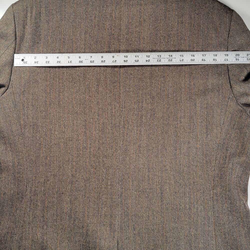 Vtg Etienne Aigner 44L Brown Herringbone Lambswool Blazer Coat - Picture 11 of 15